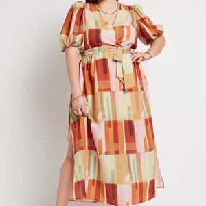 NWT Eloquii Alice Geometric Print Maxi Dress w/ Side Cutouts Size 16